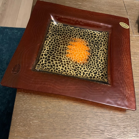 Fused Art Glass 10 3/4” Square Hand Made Hanna Bahral  Jerusalem Israel - Picture 4 of 8